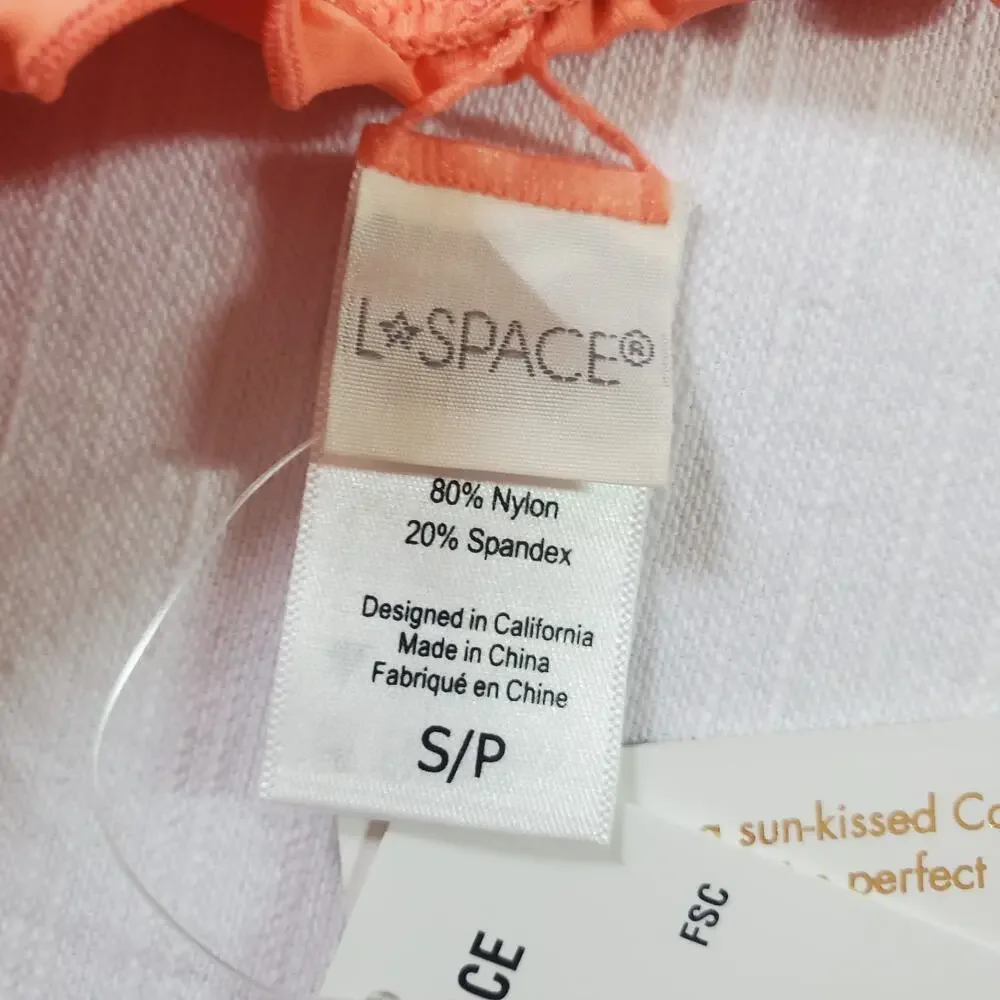L*Space Monica Wise Strappy Bikini Bottom Coral Orange Swimsuit Size Small S NWT